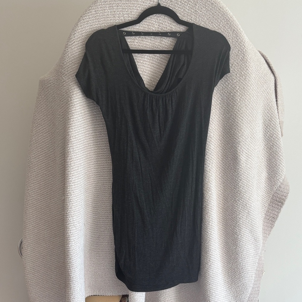 KENAR Gray Cowl Neck DRESS WITH BUTTON DETAILING ON BACK